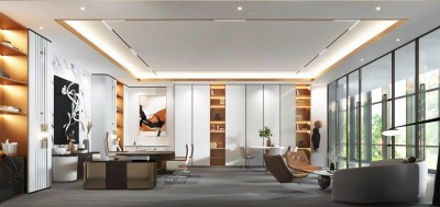 现代经理办公室3D模型下载